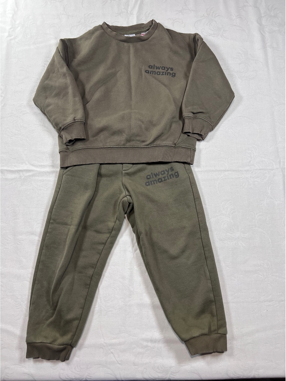 Zara Boys Sweatsuit Always Amazing Olive Green Size 4/5T